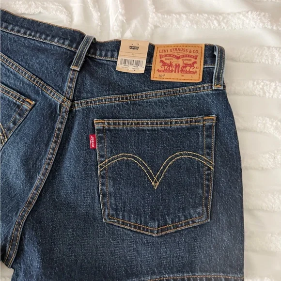Levi's Women's 501 Dark Indigo Jean Shorts - Picture 5 of 9